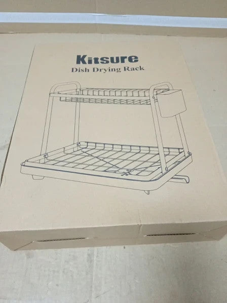 Kitsure Dish Drainer Rack Space Saving Racks Kitchen 29x38x38cm Large Black