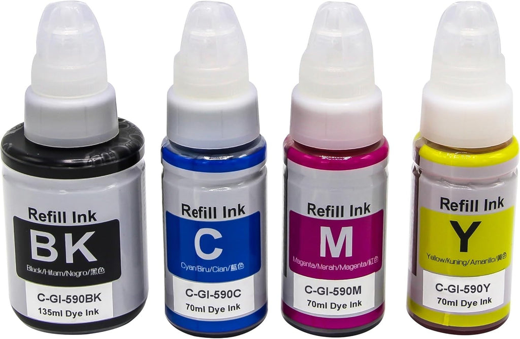 Go Inks Compatible GI 590 Ink Bottle Set 4 Pack Replacements 135ml/70ml New
