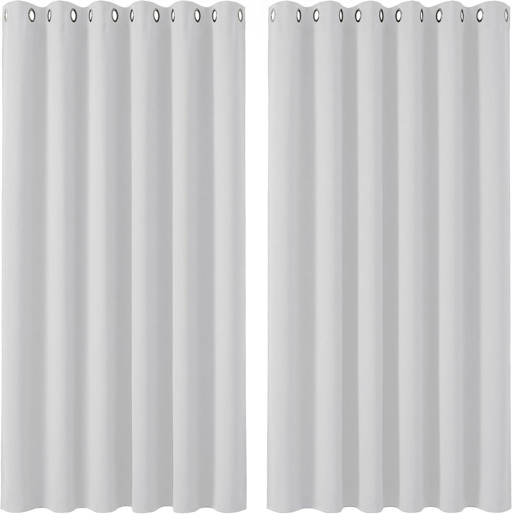 Deconovo Super Soft Eyelet Room Darkening Curtains 90x90in Silver Grey New