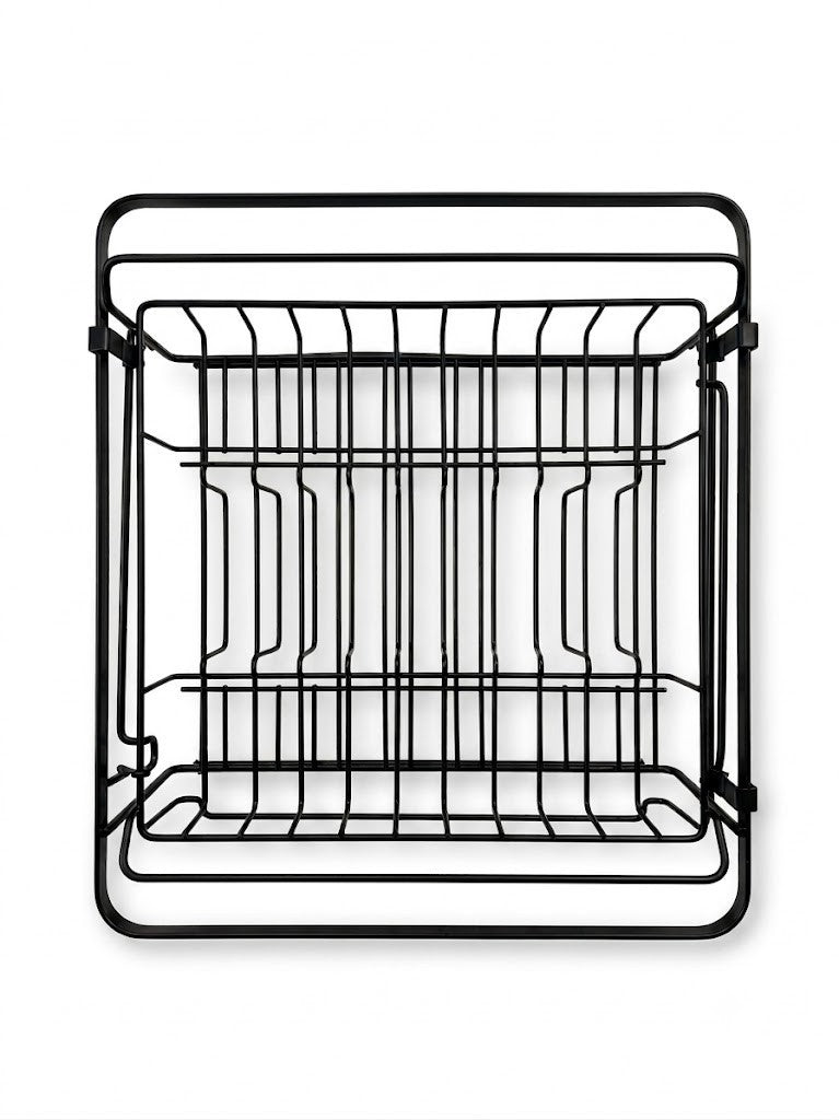 Black Metal Dish Drainer Rack Kitchen Plate Drying Rack Cutlery Holder New