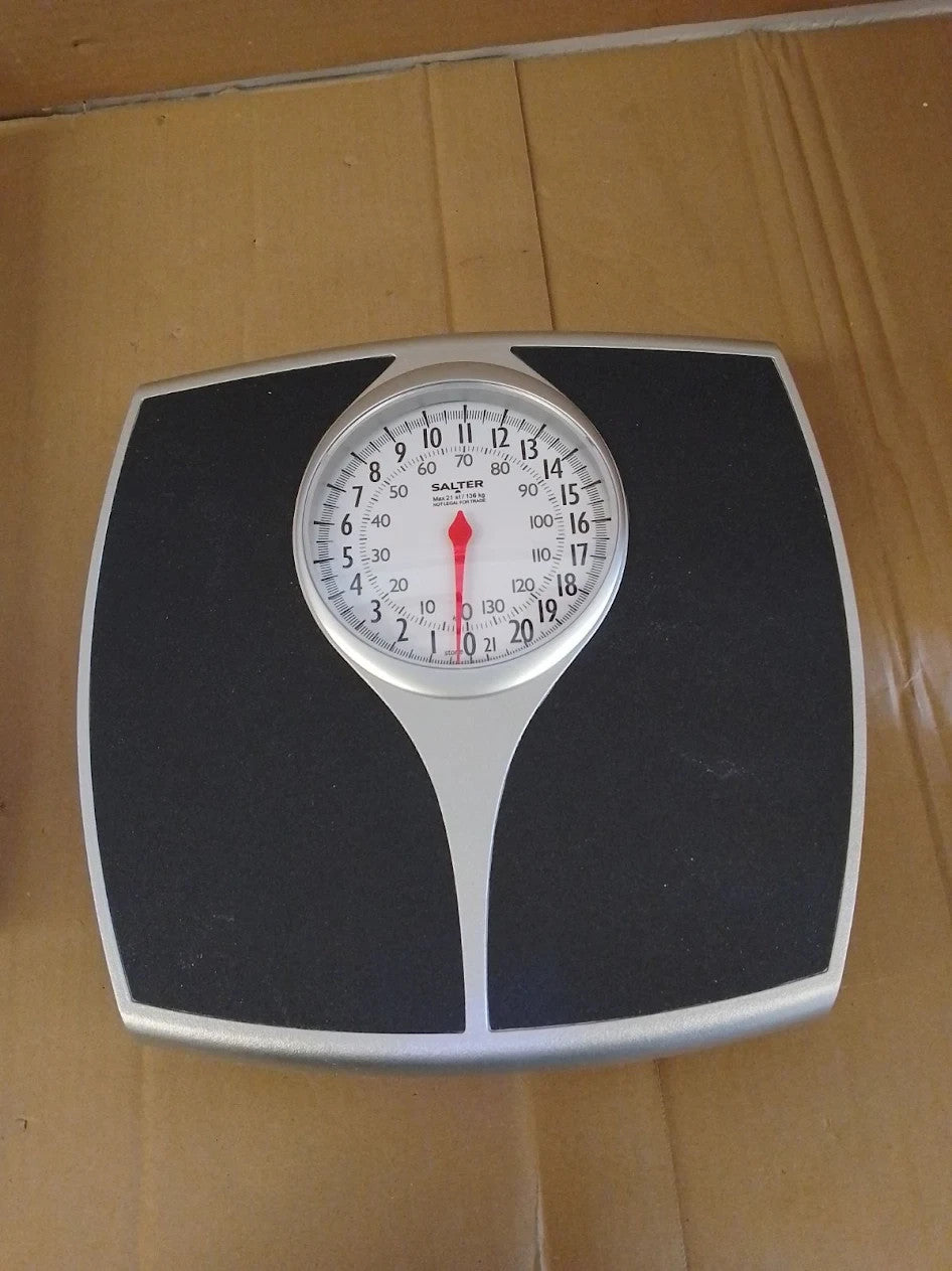 Salter Mechanical Bathroom Scales Black Easy Read 5.5x30x30cm 135kg Capacity