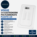 Vogue Polycarbonate Plastic 1/4 Gastronorm Lid Clear Cover Containers U247 Clear