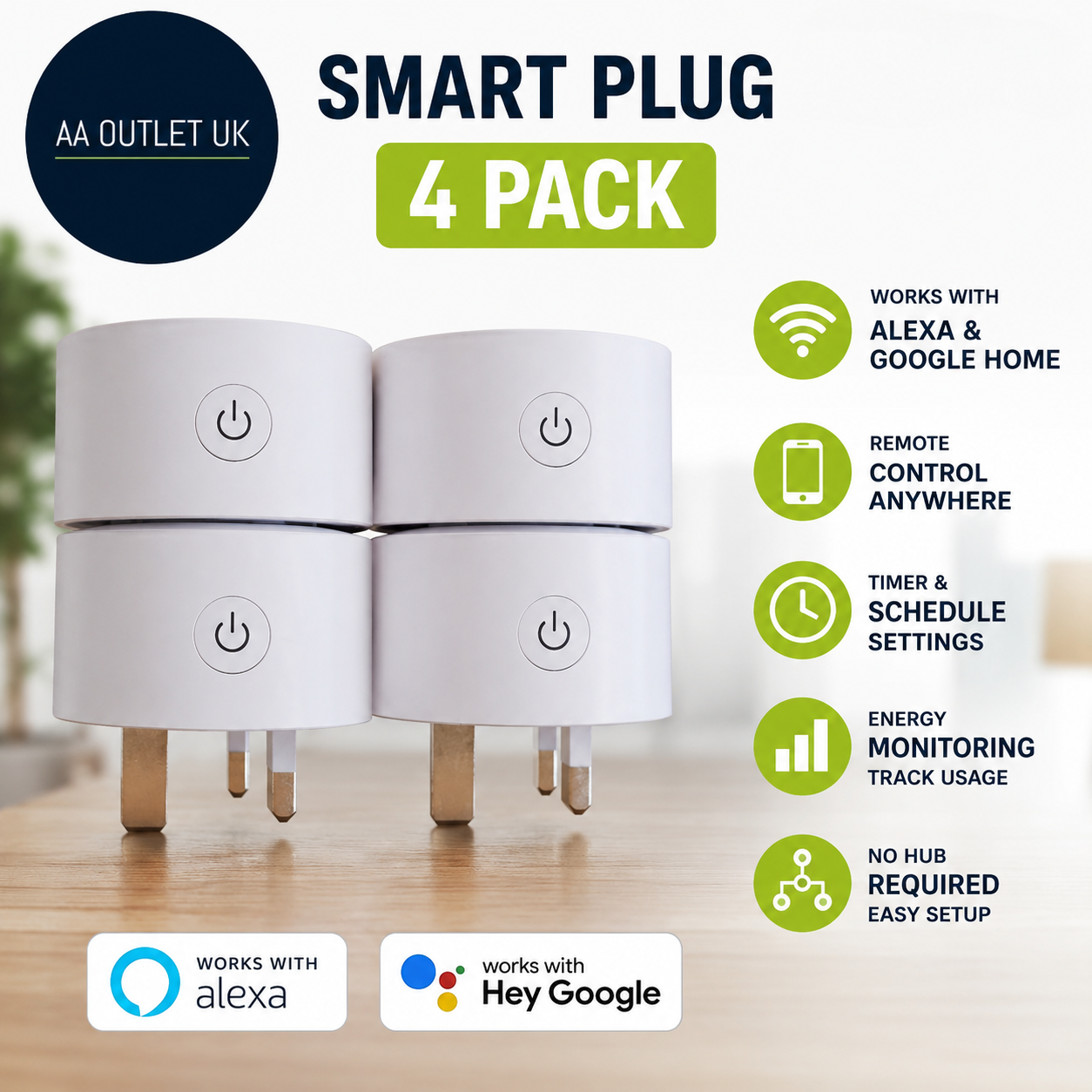Smart Plug 4 Pack Work Alexa Google Home Energy Monitoring Timer Schedule