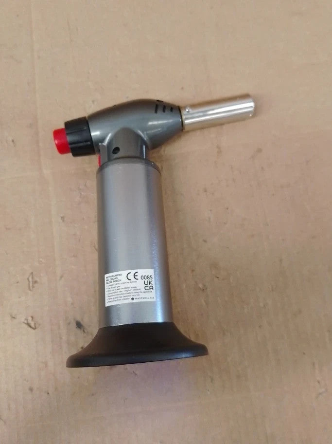 MasterClass Blow Torch Refillable Chef  Adjustable Anti flare Flame Grey New