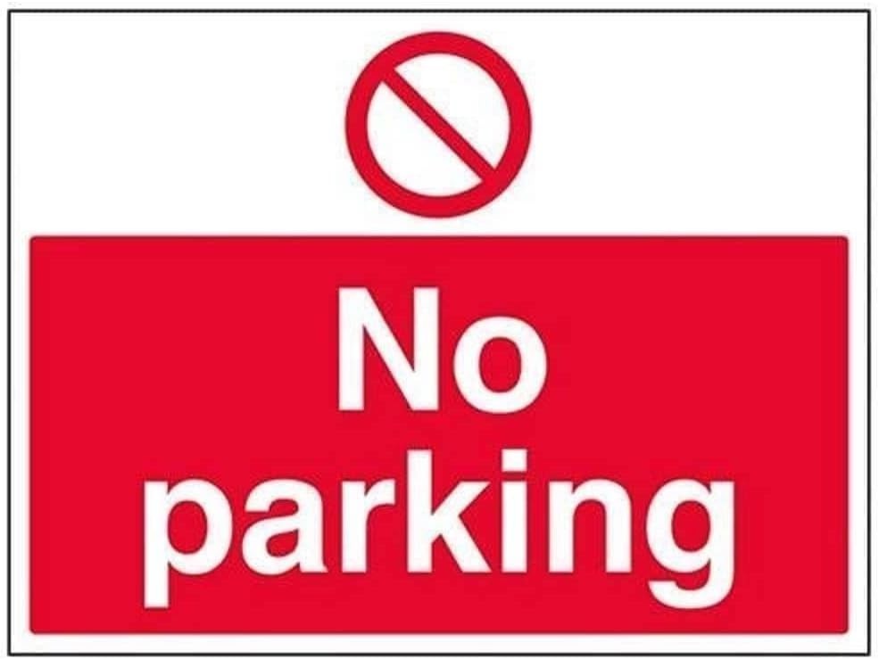 V Safety No Parking Sign 400x300mm Self Adhesive Vinyl 52042BF-S Landscape New