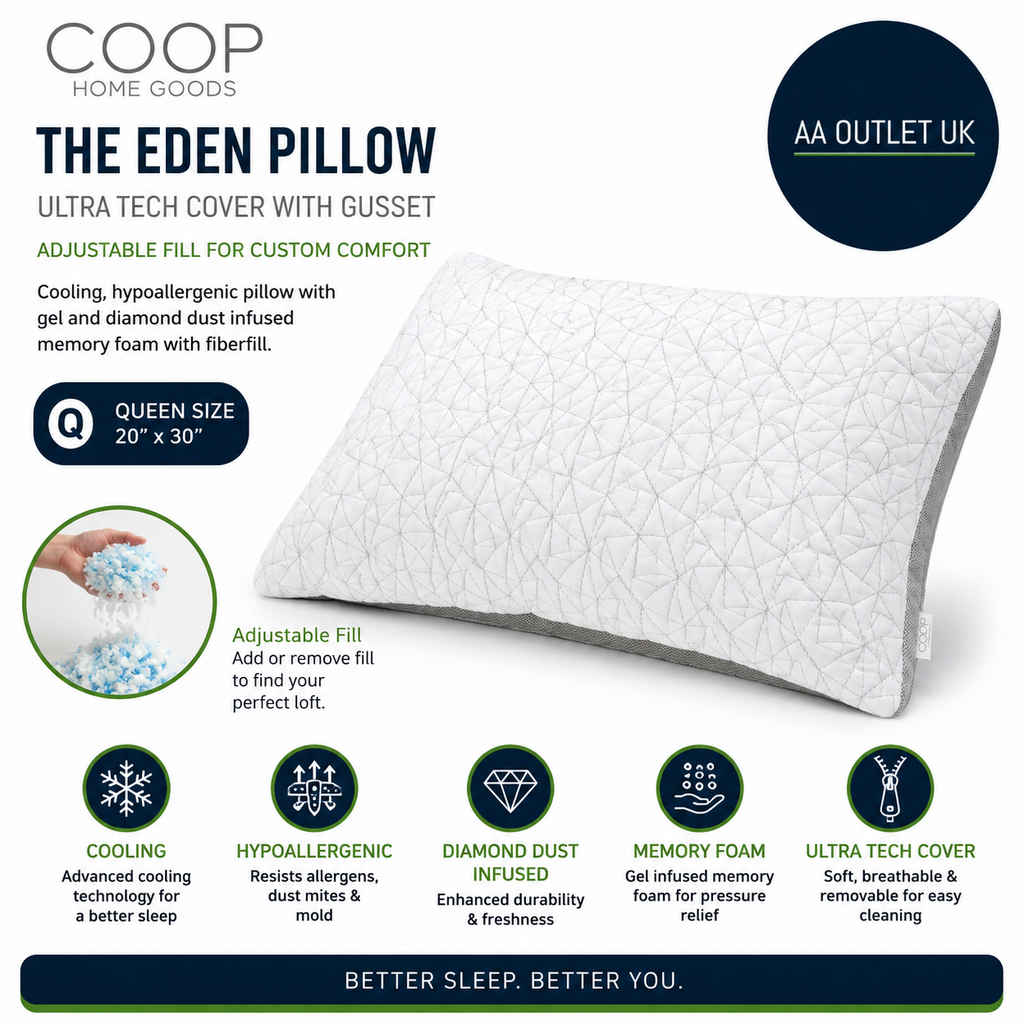 Coop Home Goods The Eden Pillow Ultra Tech Cover Gusset Adjustable Queen Size