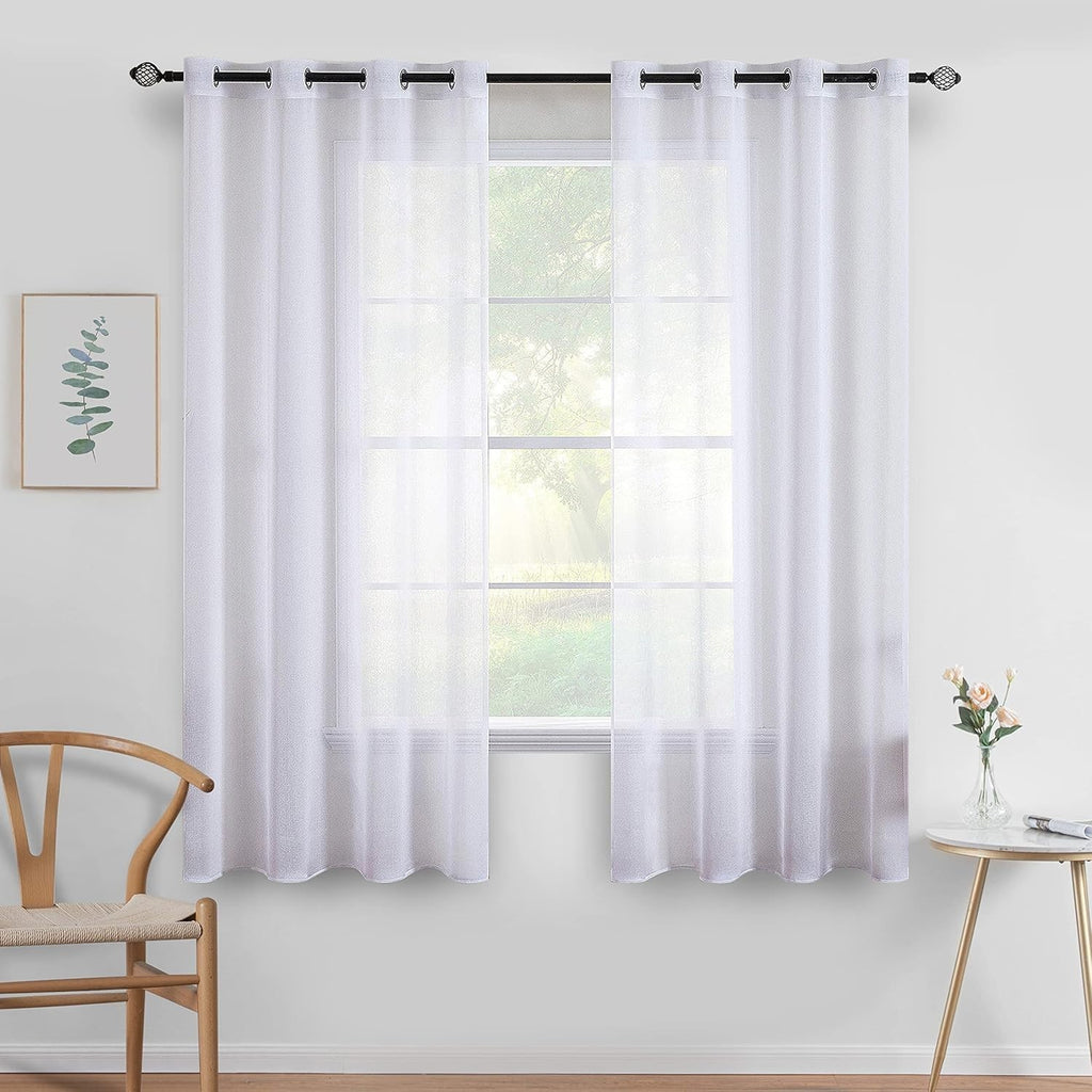 Miulee 2 Panels Sheer Window Curtains Elegant Window Voile Panels 54x57in New
