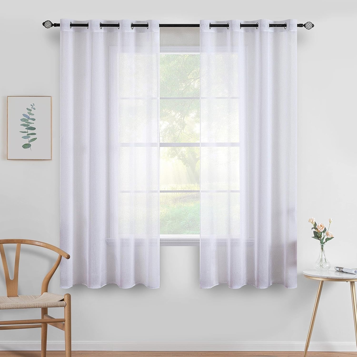 Miulee 2 Panels Sheer Window Curtains Elegant Window Voile Panels 54x57in New