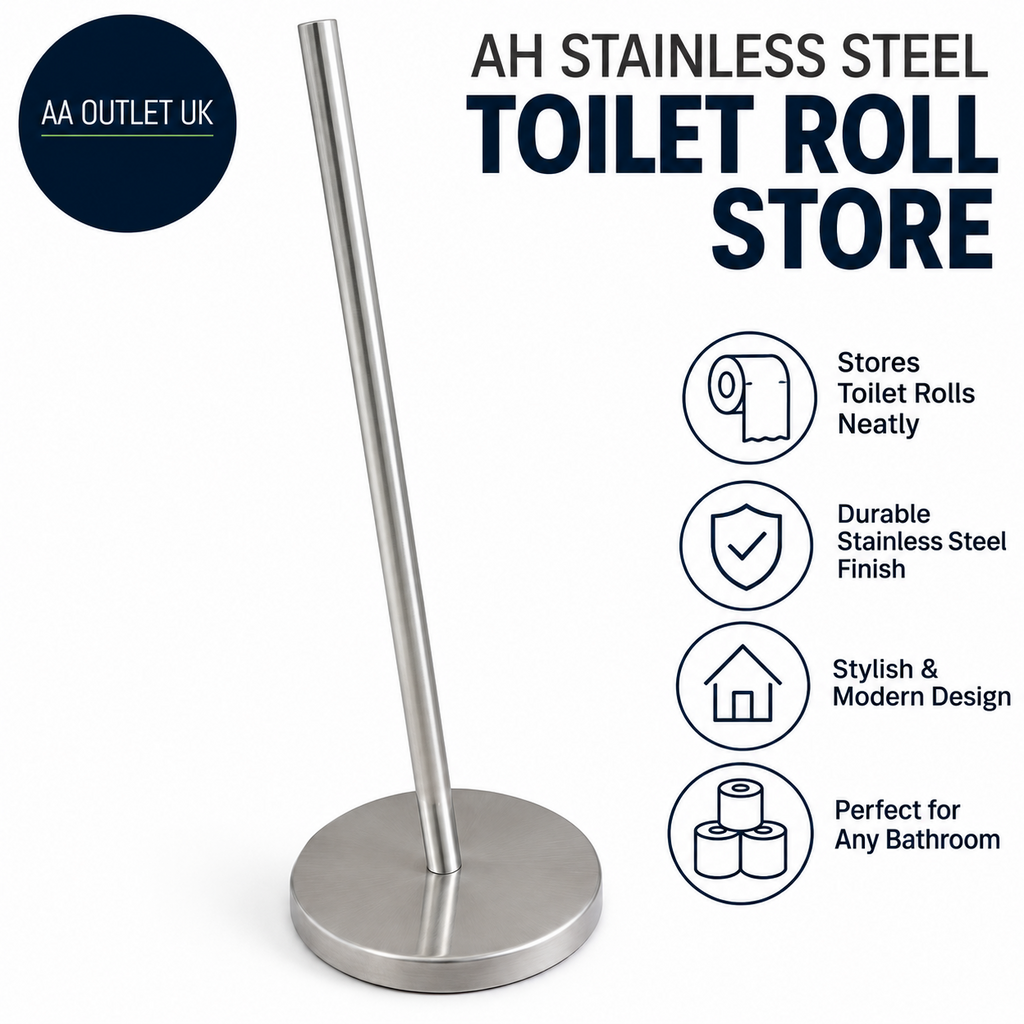 Habitat Stainless Steel Toilet Roll Holder 44x15x15cm Waste Bin 1Litre