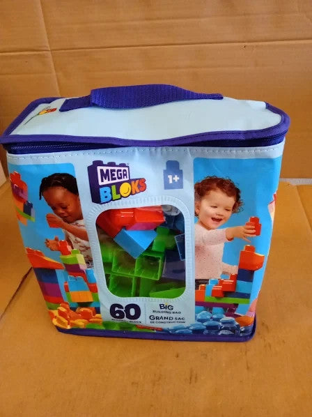 Mega Bloks Big Bag Building Set 60 Colorful Block Easy Cleanup 1+ New