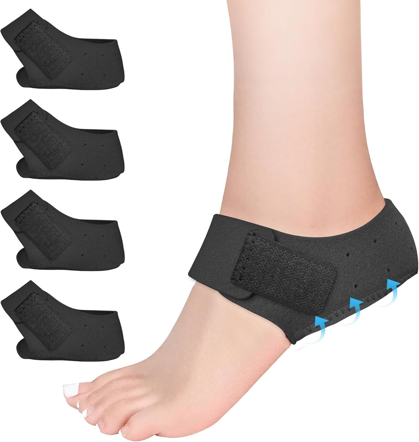 Easicuti Plantar Fasciitis Gel Heels Cup Protectors 2 Pairs Cushion Pad Black