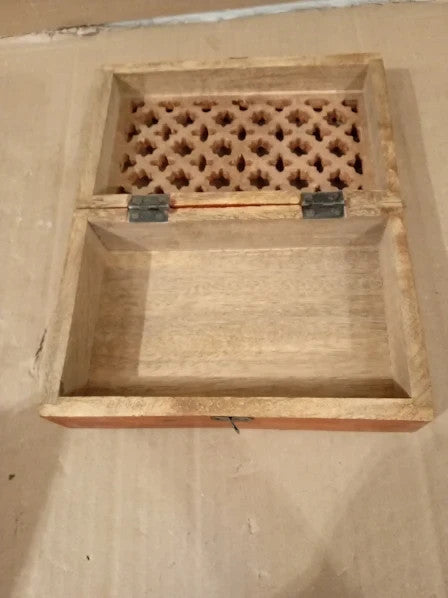 Indus Lifespace Mango Decorative Wooden Box Hinged Lid Storage 8x5x3in