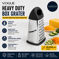 Vogue Heavy Duty Box Grater Stainless Steel Black Four Way 25.4cm Large Handle