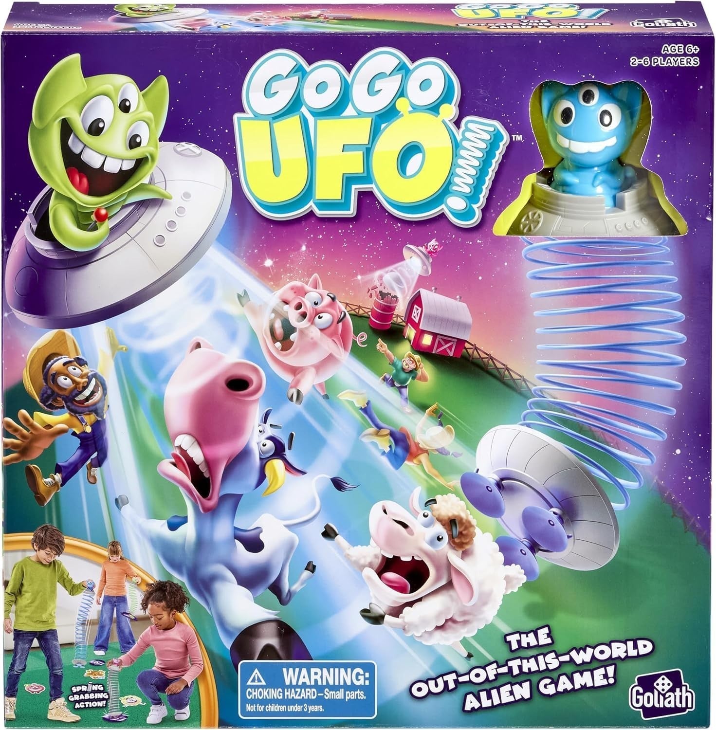 Goliath Go Go Ufo Tabletop Super Springy Alien Abduction Game 6+ New