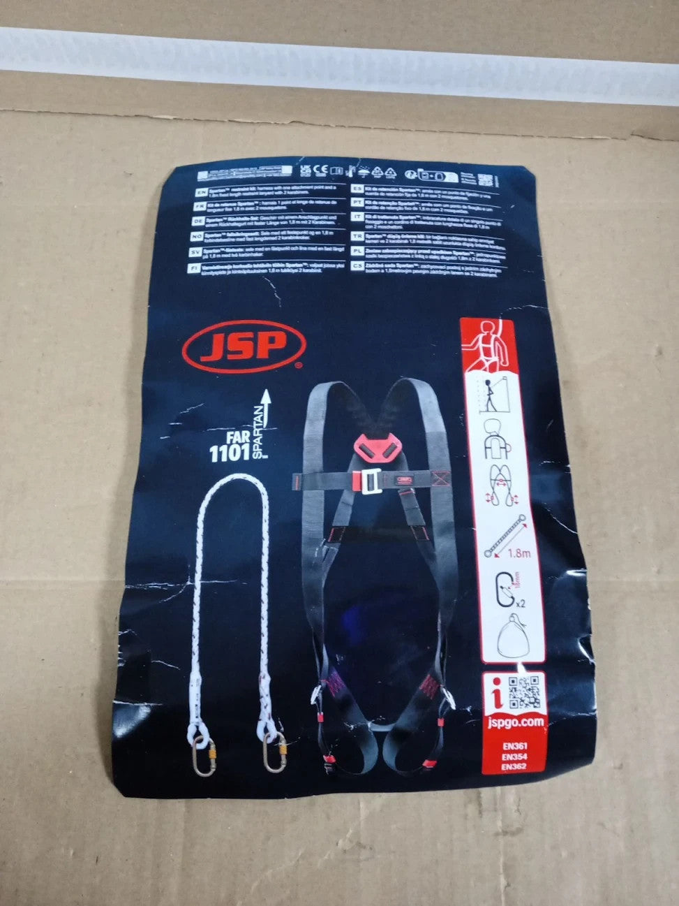 JSP SPARTAN Restraint Kit Black One Size Height Safety Harness & Lanyard New