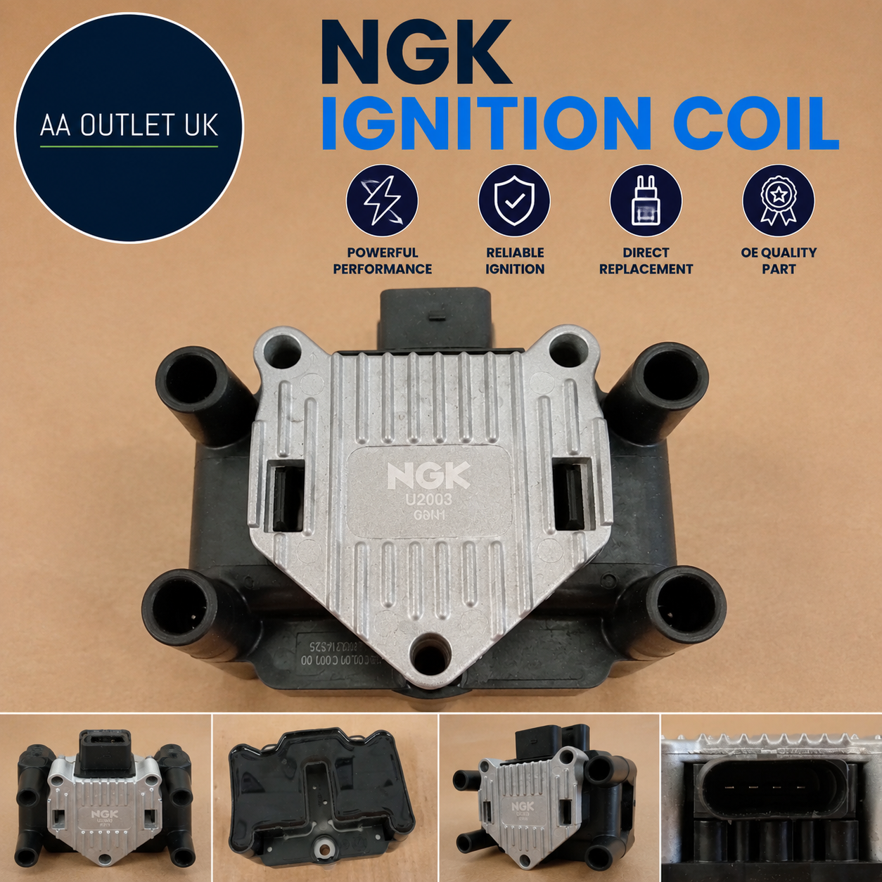 NGK Ignition Coil U2003 48010 A1 A2 A3 A4 Golf 5 T5 Lupo Passat 3B Caddy Polo