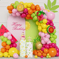 Tropical Fruit Balloon Arch Kit Hot Pink Orange Yellow Green Garland Foil New