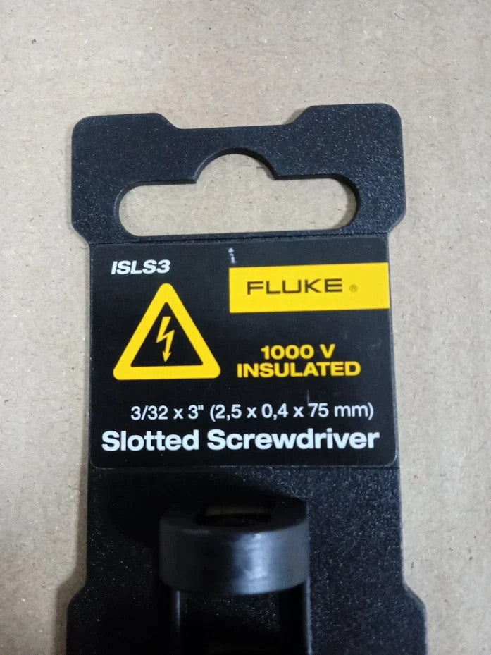 Fluke Insulated Slotted Screwdriver 2.5mmx75mm 1000V VDE Rated Metal Plastic
