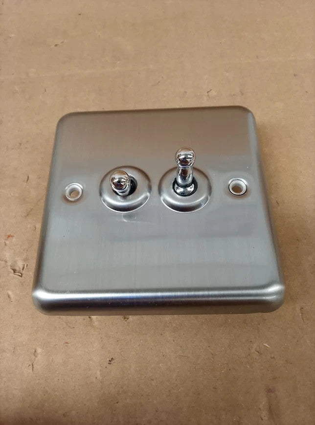 Varilight Double Toggle Light Switch 2 Way Value Matt Chrome XST2