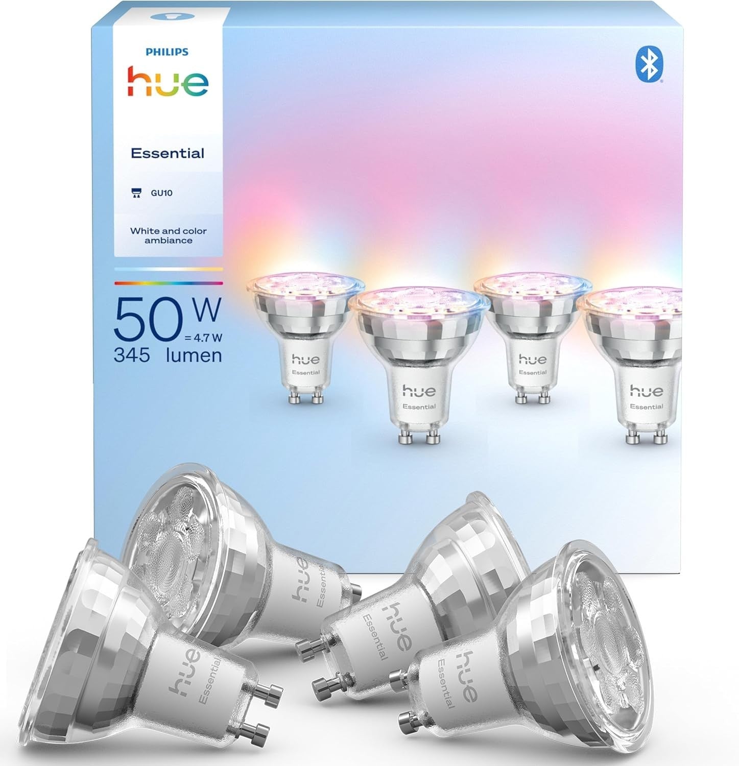 Philips Hue Essential Smart LED GU10 Spotlight Bulb White Ambiance 4.7w New