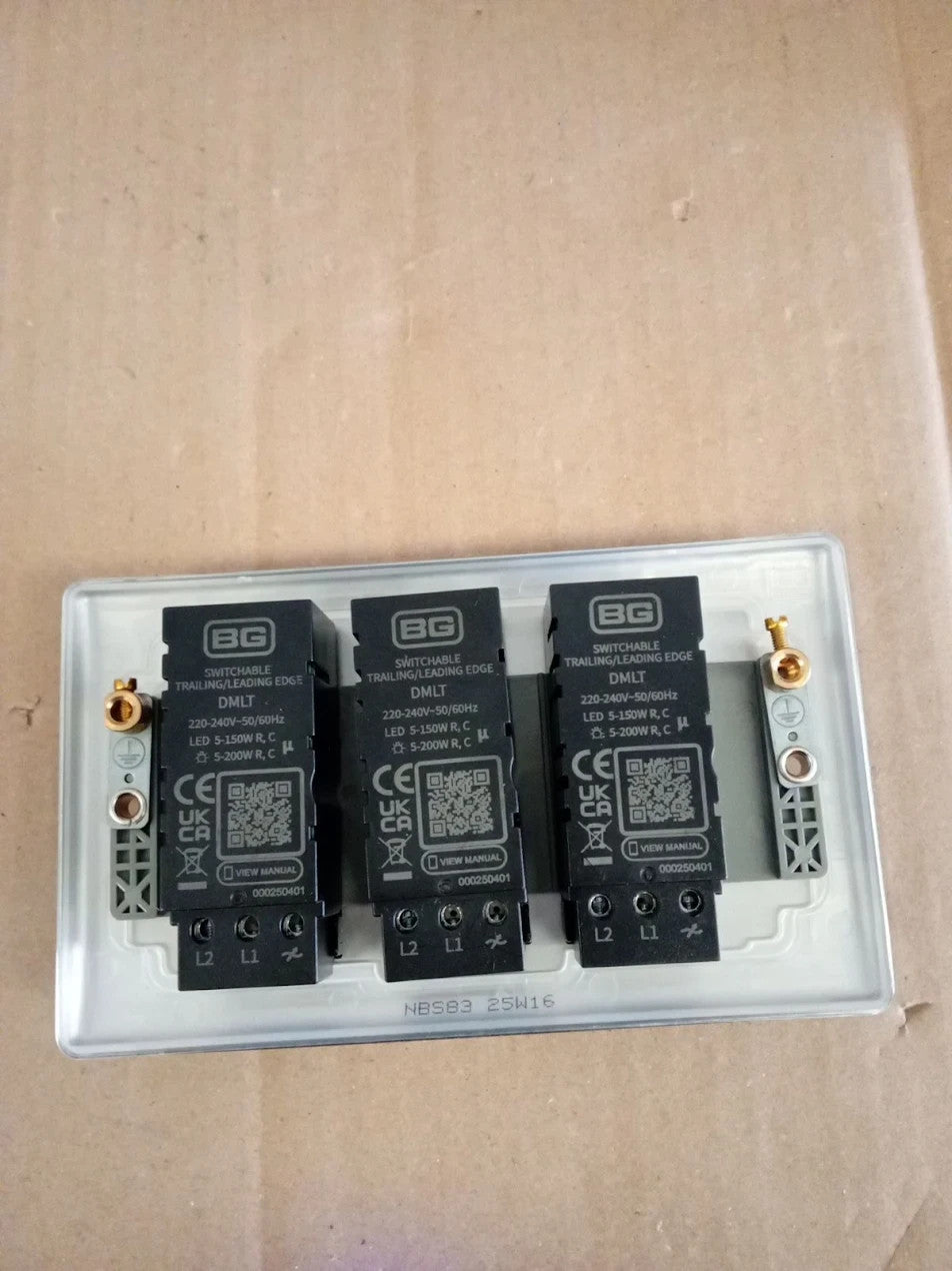 BG Electrical Intelligent Triple Wall Dimmer Switch 2 Way Raised Profile Round