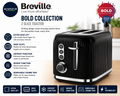 Breville Bold 2 Slice Toaster High Lift & Wide Slots Black  Silver Chrome VTR001