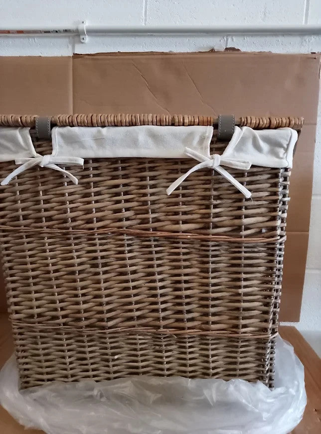 Argos Home 2 Compartment Willow Laundry Basket 56x55x35cm Capacity 100L Grey