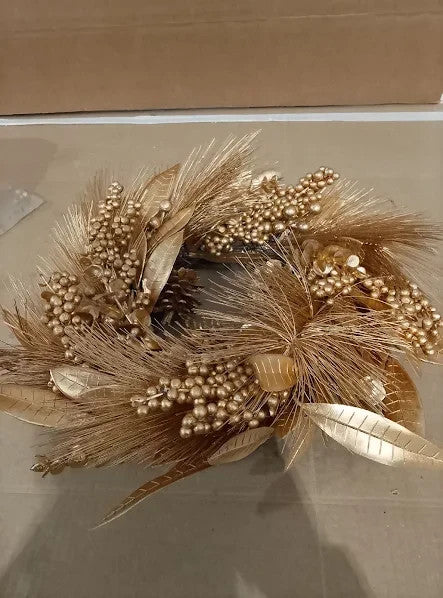Briful 16in Christmas Wreath Gold Door Artificial Magnolia Leaf 40x40x10cm New