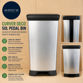 Curver Deco 50L Pedal Bin Silver Kitchen Bathroom Waste Rubbish Quality Design