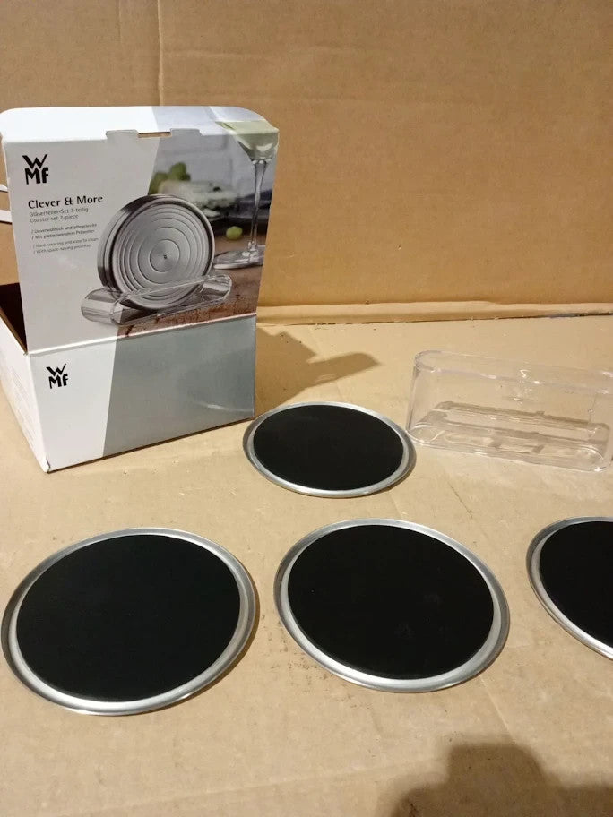 Wmf Loft Coaster Set Silver 4 Piece Stainless Steel and Plastic Silver New