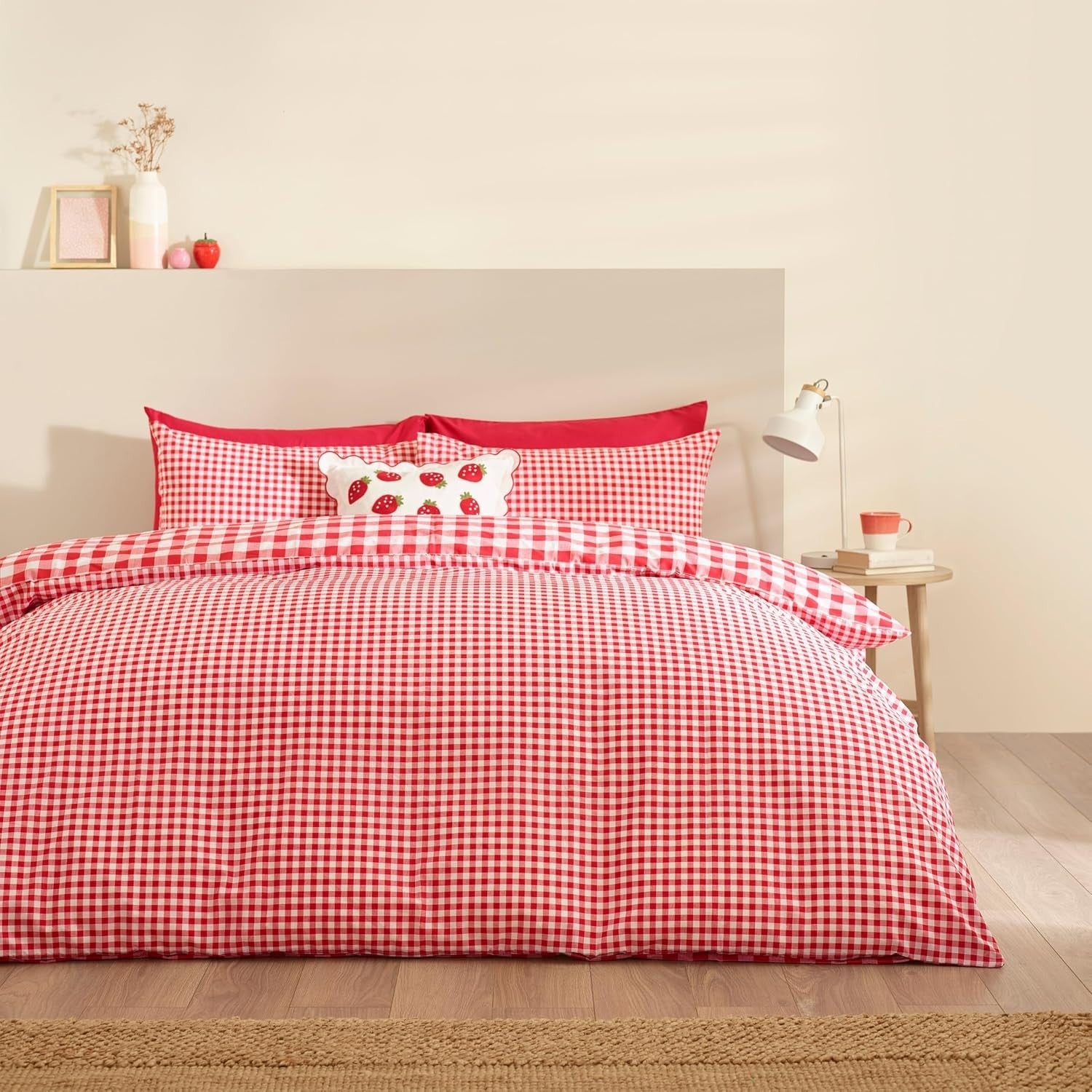 Catherine Lansfield Bamford Gingham Check Double Duvet Cover 200x200cm Set New