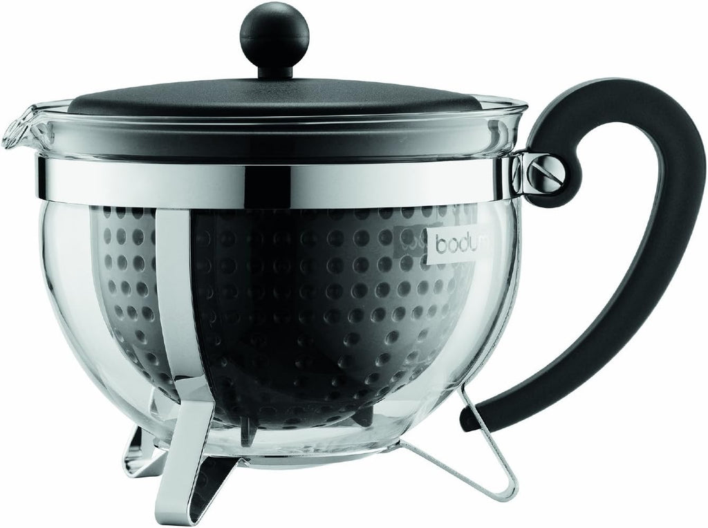 Bodum Chambord Teapot Coloured Plastic Filter 44oz Black 6.61x9.17x6.61in New