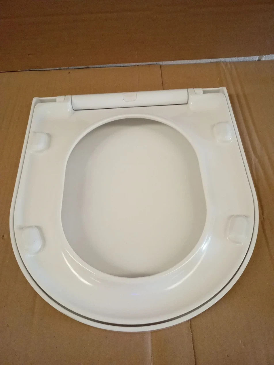 Home Soft Close D Shaped Toilet Seat White 41.5x36.1x5.1cm Slow Close Adjustable