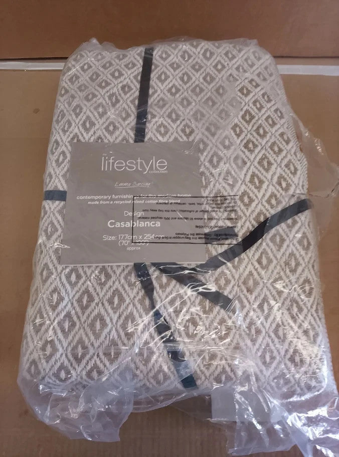 Emma Barclay Casablanca Scandi Woven Recycled Cotton Chair Throw 178x254cm New