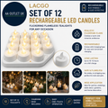 Lacgo Set Of 12 Rechargeable Led Flickering Flameless Candles 45x45x100mil