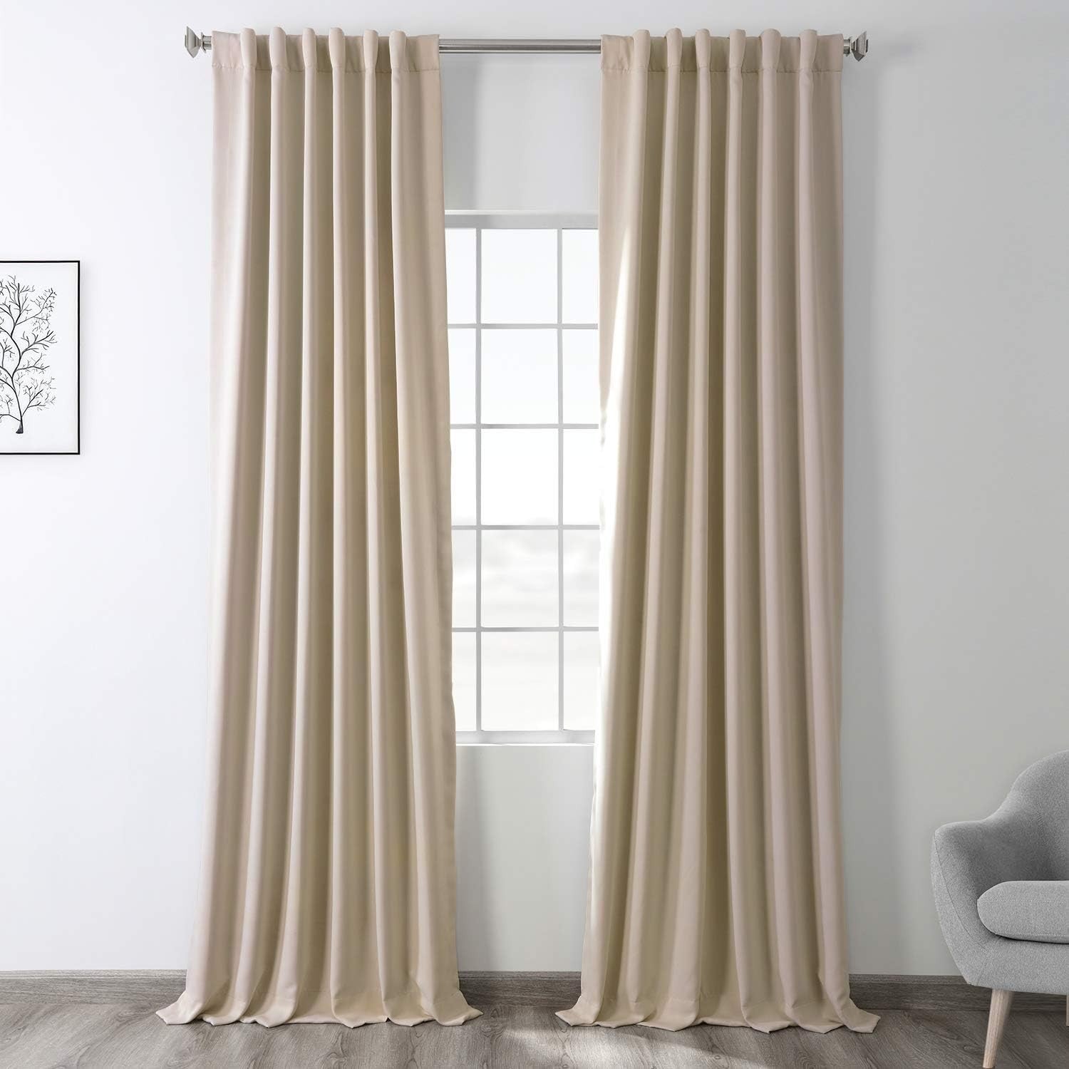 Hpd Half Price Drapes Room Darkening Curtains 50x120 Long Bedroom Cream New