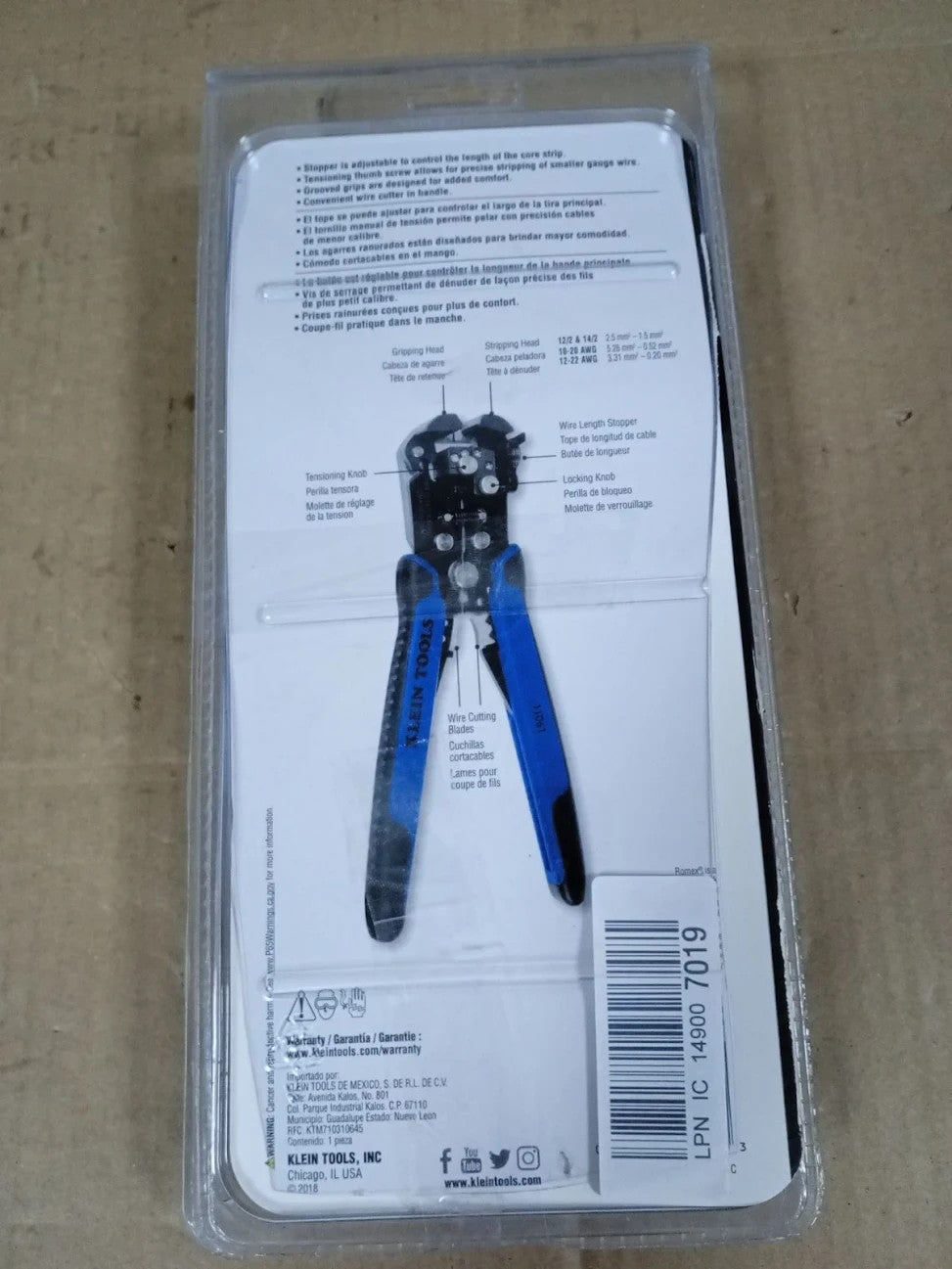 Klein 11061 Stripper Cutter Self Adjusting Wire Blue Alloy Steel 1 Piece