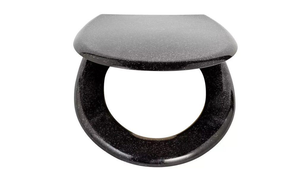 Argos Home Slow Close Black Glitter Toilet Seat Bathroom Replacement WC New