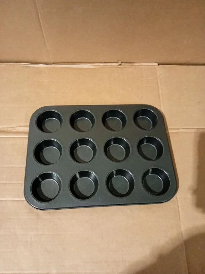 G4GADGET Nonstick 12 Cup Muffin Tray Cupcake Baking Tin Oven Safe Black New