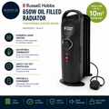 Russell Hobbs 650W Oil Filled Radiator 5 Fin Portable Electric Heater Black