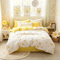Loussiesd Floral Printed Duvet Cover Girls Women Blossom Flowers Pattern New