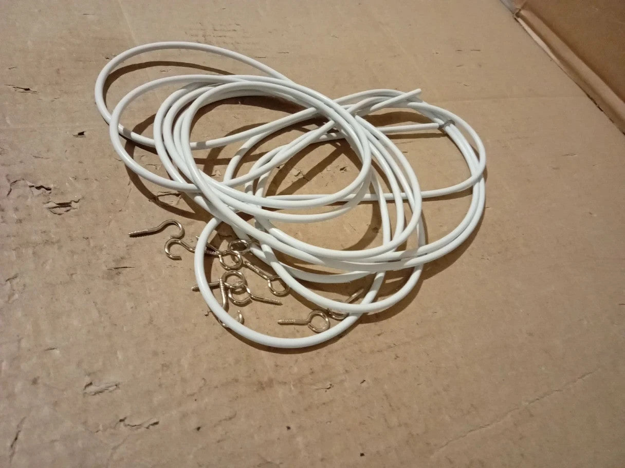 Divchi Net Curtain Wire And Hooks Set 4 Meter Curtain Kit With 10 Hooks New