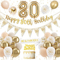 80th Birthday Decoration Women Gold Happy Birthday Banner Sand White Ball New