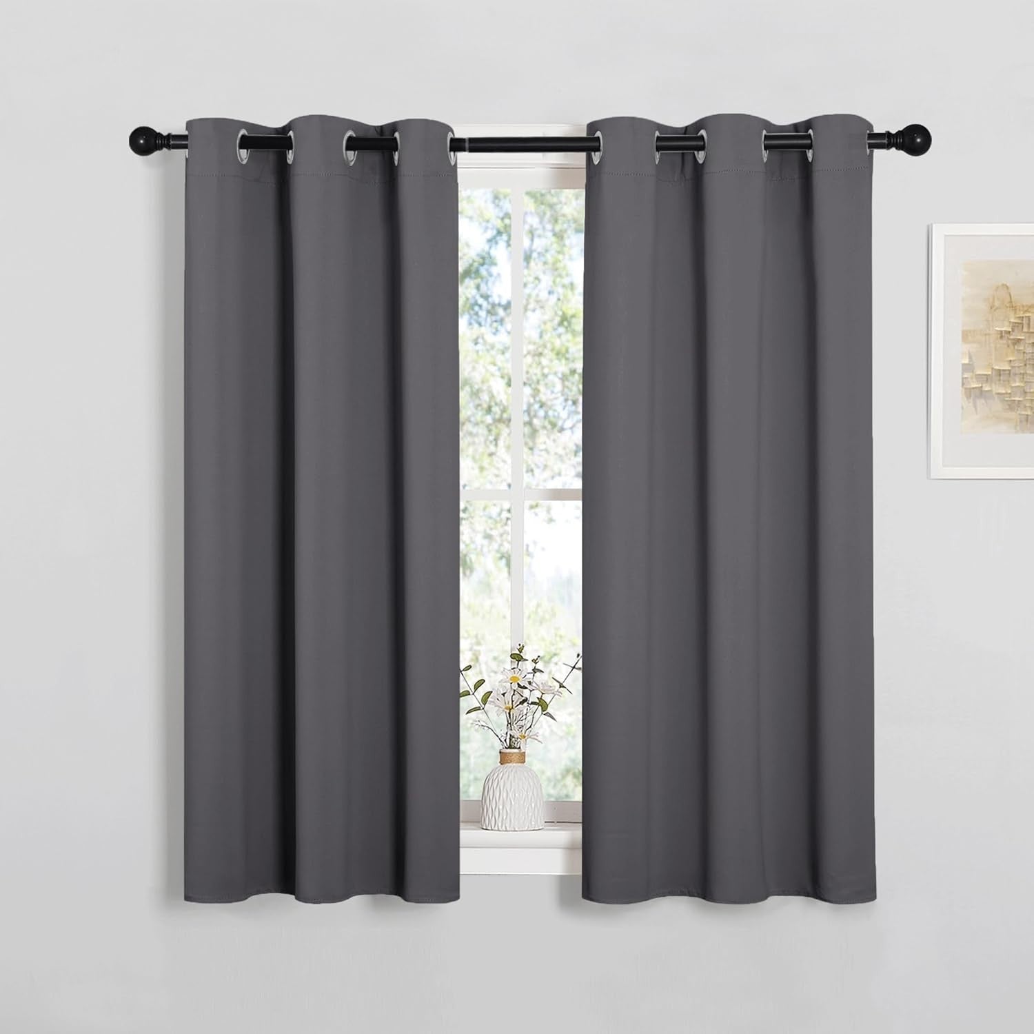 Pony Dance Thermal Blackout Eyelet Curtains Kids Bedroom Grey 37x48in New