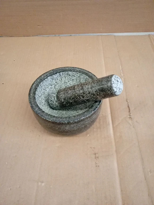 Zuvo Pestle Mortar Set Natural Stone Spice Herb Grinder Crushes Black New
