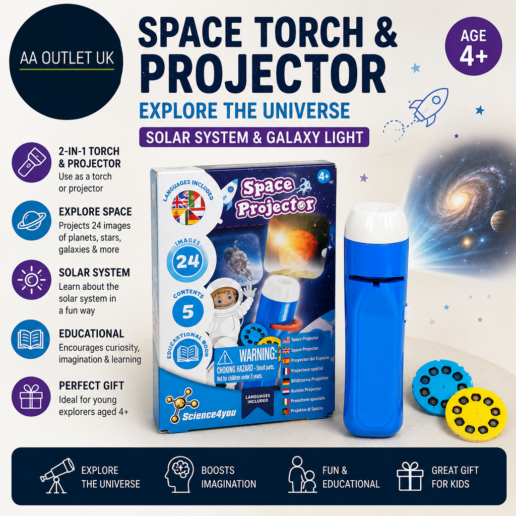 Science4you Space Torch Projector Kids Solar System Galaxy Light Age 4+ Design