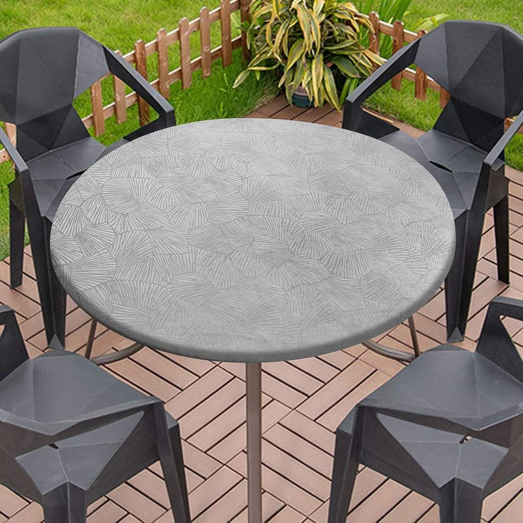 MINGPINHUIUS Round Fitted Vinyl Tablecloth 90cm Waterproof Wipe Clean Grey New