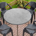 MINGPINHUIUS Round Fitted Vinyl Tablecloth 90cm Waterproof Wipe Clean Grey New