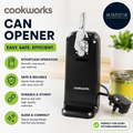 Cookworks Can Opener Black 50W Magent Prevents the Lid Falling The Tin