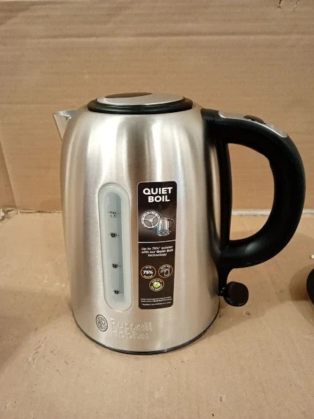 Russell Hobbs Stainless Steel Electric 1.7L Cordless Kettle Quiet Fast 3KW New